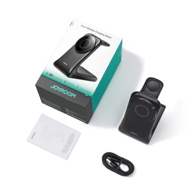 Belaidis įkroviklis Joyroom JR-W15 3in1 stotelė su MagSafe – juoda 2