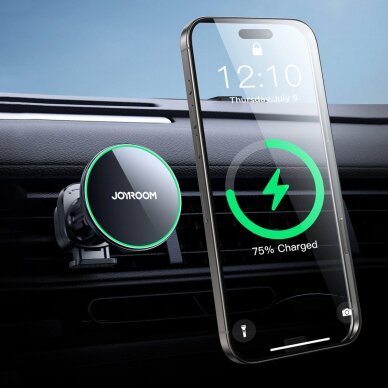 Automobilinis laikiklis Joyroom JR-ZS412 su Qi2 15W įkrovikliu, montuojamas į oro angą – juodas 10