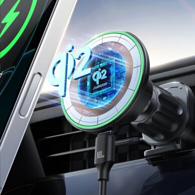 Automobilinis laikiklis Joyroom JR-ZS412 su Qi2 15W įkrovikliu, montuojamas į oro angą – juodas 6 Automobilinis laikiklis Joyroom JR-ZS412 su Qi2 15W įkrovikliu, montuojamas į oro angą – juodas 6