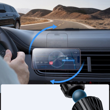 Joyroom JR-ZS240 Pro Magnetinis automobilinis laikiklis su 15W belaidžiu įkrovikliu, skirtas oro angai – juodas 10