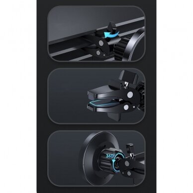 Joyroom magnetinis Qi bevielis automobilinis įkroviklis - telefono laikiklis (suderinama su MagSafe) juodas (JR-ZS240) 3