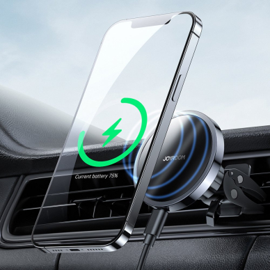Joyroom magnetinis Qi bevielis automobilinis įkroviklis - telefono laikiklis (suderinama su MagSafe) juodas (JR-ZS240) 2 Joyroom magnetinis Qi bevielis automobilinis įkroviklis - telefono laikiklis (suderinama su MagSafe) juodas (JR-ZS240) 2