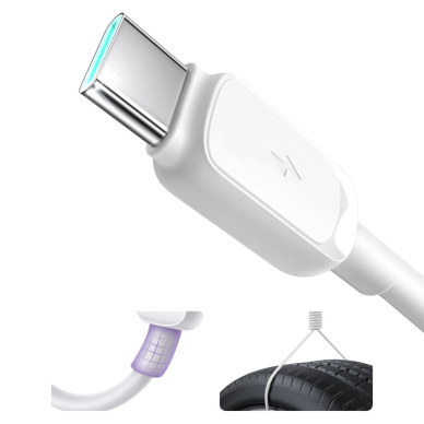Joyroom Multi-Color Series A14 USB-A / USB-C 3A kabelis 1.2 m – baltas 1