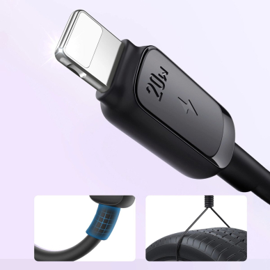Joyroom Multi-Color Series A14 USB-C / Lightning 20W kabelis 1.2 m – juodas 4