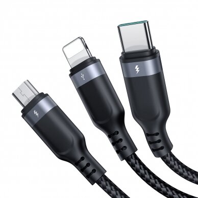 Joyroom Multi-Use Series 3-in-1 cable S-1T3018A18 Lightning USB-C micro USB 30 cm - black 2