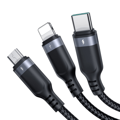 Joyroom Multi-Use Series 3-in-1 cable S-1T3018A18 Lightning USB-C micro USB 30 cm - black 2 Joyroom Multi-Use Series 3-in-1 cable S-1T3018A18 Lightning USB-C micro USB 30 cm - black 2
