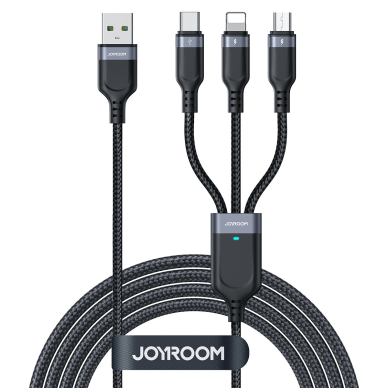 Joyroom Multi-Use Series 3-in-1 cable S-1T3018A18 Lightning USB-C micro USB 30 cm - black Joyroom Multi-Use Series 3-in-1 cable S-1T3018A18 Lightning USB-C micro USB 30 cm - black