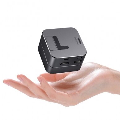 Jungčių Daugintuvas Joyroom Multifunctional Hub USB Type C - USB 3.0 / RJ45 / HDMI / USB Type C / Thunderbolt skirtas MacBook Pro Pilkas (S-H121 Gray) 1