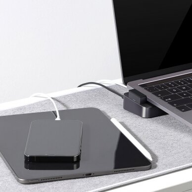 Jungčių Daugintuvas Joyroom Multifunctional Hub USB Type C - USB 3.0 / RJ45 / HDMI / USB Type C / Thunderbolt skirtas MacBook Pro Pilkas (S-H121 Gray) 10