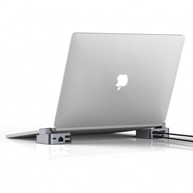 Jungčių Daugintuvas Joyroom Multifunctional Hub USB Type C - USB 3.0 / RJ45 / HDMI / USB Type C / Thunderbolt skirtas MacBook Pro Pilkas (S-H121 Gray) 2