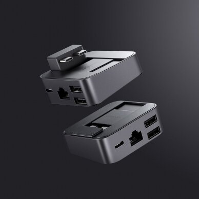 Jungčių Daugintuvas Joyroom Multifunctional Hub USB Type C - USB 3.0 / RJ45 / HDMI / USB Type C / Thunderbolt skirtas MacBook Pro Pilkas (S-H121 Gray) 9