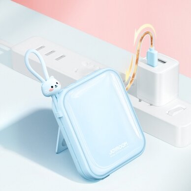 Joyroom power bank with USB C and Lightning cables and stand Cutie Series 10000mAh 22.5W Mėlynas (JR-L008) 12