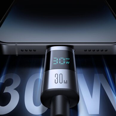 Įkrovimo kabelis Joyroom S-A16 Pro Prism Series 30W USB-C – Lightning su ekranu 1.2 m – juodas 2 Įkrovimo kabelis Joyroom S-A16 Pro Prism Series 30W USB-C – Lightning su ekranu 1.2 m – juodas 2