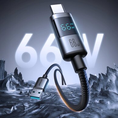 Įkrovimo kabelis Joyroom S-A16 Pro Prism Series 66W USB-A – USB-C su ekranu 1.2 m – juodas 1