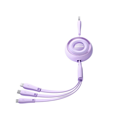 Joyroom S-A40 Colorful Series 3in1 retractable Kabelis USB-A to USB-C / Lightning / microUSB 1m - violetinis Joyroom S-A40 Colorful Series 3in1 retractable Kabelis USB-A to USB-C / Lightning / microUSB 1m - violetinis