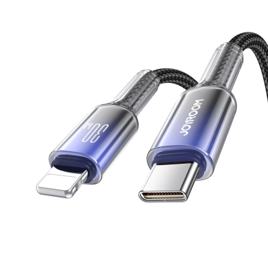 Joyroom S-A42 Crystal-Clear Series 30W USB-C / Lightning kabelis 1.2 m – juodas 1