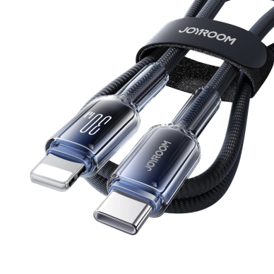 Joyroom S-A42 Crystal-Clear Series 30W USB-C / Lightning kabelis 1.2 m – juodas 4