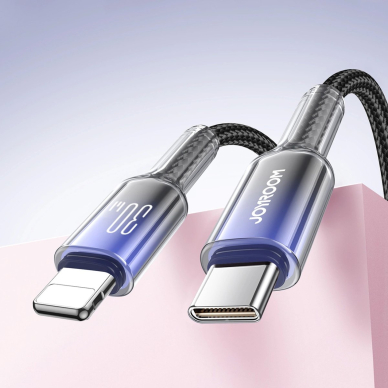 Joyroom S-A42 Crystal-Clear Series 30W USB-C / Lightning kabelis 1.2 m – juodas 8
