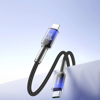 Joyroom S-A42 Crystal-Clear Series 30W USB-C / Lightning kabelis 1.2 m – juodas 9