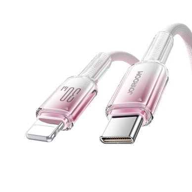 Joyroom S-A42 Crystal-Clear Series 30W USB-C / Lightning kabelis 1.2 m – baltas 1