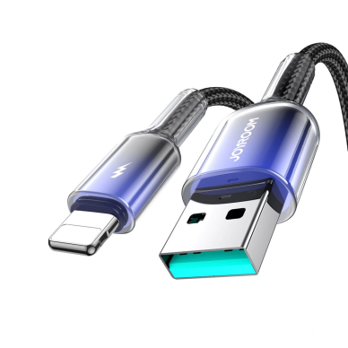 Joyroom S-A42 Crystal-Clear Series 3A USB-A / Lightning kabelis 1.2 m – juodas 1