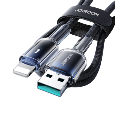 Joyroom S-A42 Crystal-Clear Series 3A USB-A / Lightning kabelis 1.2 m – juodas 4