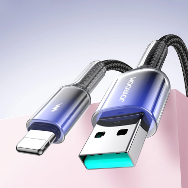 Joyroom S-A42 Crystal-Clear Series 3A USB-A / Lightning kabelis 1.2 m – juodas 8