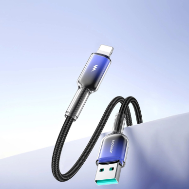 Joyroom S-A42 Crystal-Clear Series 3A USB-A / Lightning kabelis 1.2 m – juodas 9