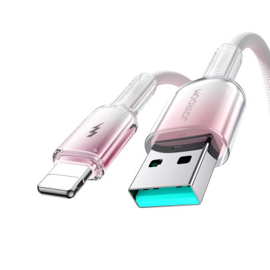 Joyroom S-A42 Crystal-Clear Series 3A USB-A / Lightning kabelis 1.2 m – baltas 1