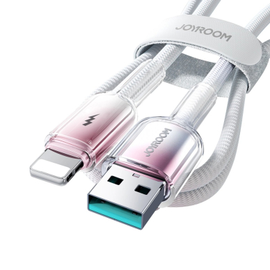 Joyroom S-A42 Crystal-Clear Series 3A USB-A / Lightning kabelis 1.2 m – baltas 4
