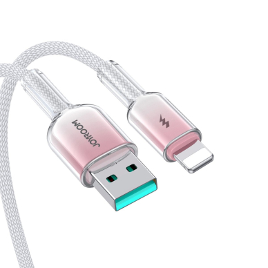 Joyroom S-A42 Crystal-Clear Series 3A USB-A / Lightning kabelis 1.2 m – baltas 6