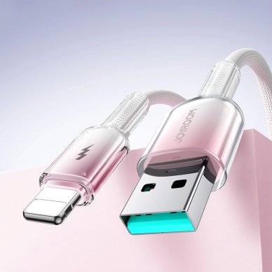 Joyroom S-A42 Crystal-Clear Series 3A USB-A / Lightning kabelis 1.2 m – baltas 8
