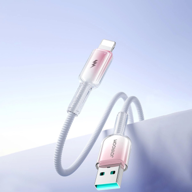 Joyroom S-A42 Crystal-Clear Series 3A USB-A / Lightning kabelis 1.2 m – baltas 9 Joyroom S-A42 Crystal-Clear Series 3A USB-A / Lightning kabelis 1.2 m – baltas 9