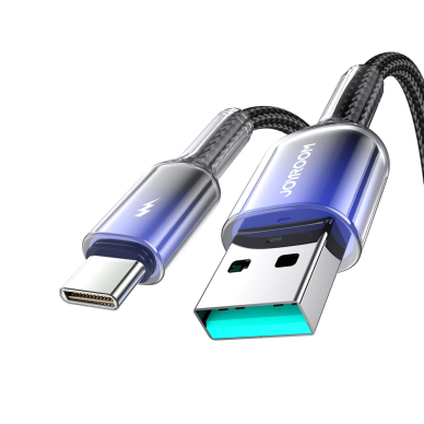 Joyroom S-A42 Crystal-Clear Series 3A USB-A / USB-C kabelis 1.2 m – juodas 1