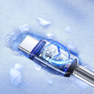 Joyroom S-A42 Crystal-Clear Series 3A USB-A / USB-C kabelis 1.2 m – juodas 12