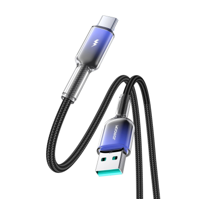 Joyroom S-A42 Crystal-Clear Series 3A USB-A / USB-C kabelis 1.2 m – juodas 2
