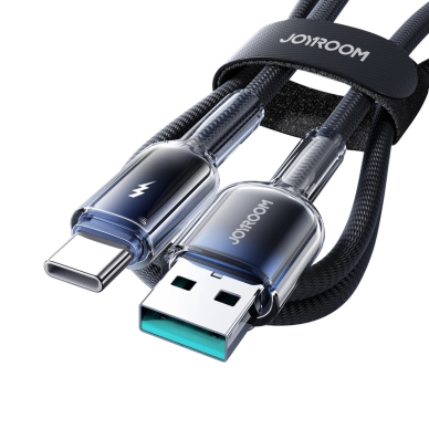 Joyroom S-A42 Crystal-Clear Series 3A USB-A / USB-C kabelis 1.2 m – juodas 4