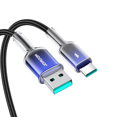 Joyroom S-A42 Crystal-Clear Series 3A USB-A / USB-C kabelis 1.2 m – juodas 6