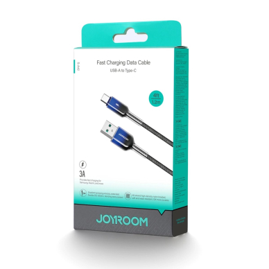 Joyroom S-A42 Crystal-Clear Series 3A USB-A / USB-C kabelis 1.2 m – juodas 7
