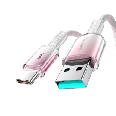 Joyroom S-A42 Crystal-Clear Series 3A USB-A / USB-C kabelis 1.2 m – baltas 1