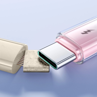 Joyroom S-A42 Crystal-Clear Series 3A USB-A / USB-C kabelis 1.2 m – baltas 13