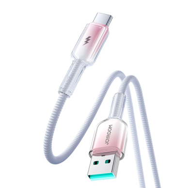 Joyroom S-A42 Crystal-Clear Series 3A USB-A / USB-C kabelis 1.2 m – baltas 2