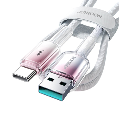Joyroom S-A42 Crystal-Clear Series 3A USB-A / USB-C kabelis 1.2 m – baltas 4