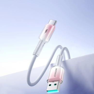 Joyroom S-A42 Crystal-Clear Series 3A USB-A / USB-C kabelis 1.2 m – baltas 9