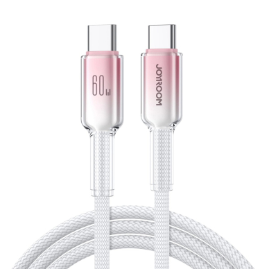 Joyroom S-A42 Crystal-Clear Series 60W USB-C / USB-C kabelis 1.2 m – baltas