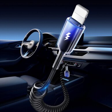 Įkrovimo kabelis Joyroom S-A43 Crystal-Clear Series 3A USB-A – Lightning spiralinis 1.5 m – juodas 2