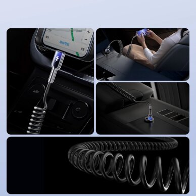 Įkrovimo kabelis Joyroom S-A43 Crystal-Clear Series 3A USB-A – Lightning spiralinis 1.5 m – juodas 5