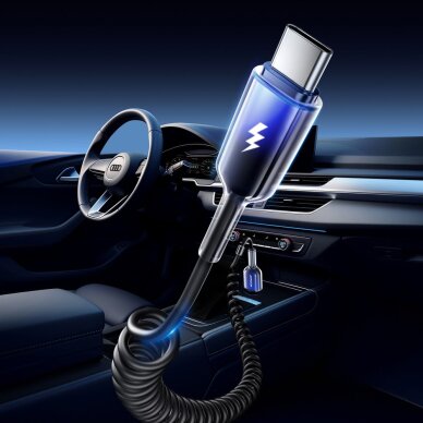 Įkrovimo kabelis Joyroom S-A43 Crystal-Clear Series 3A USB-A – USB-C spiralinis 1.5 m – juodas 2 Įkrovimo kabelis Joyroom S-A43 Crystal-Clear Series 3A USB-A – USB-C spiralinis 1.5 m – juodas 2