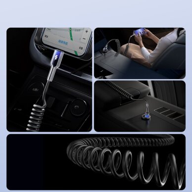 Įkrovimo kabelis Joyroom S-A43 Crystal-Clear Series 3A USB-A – USB-C spiralinis 1.5 m – juodas 5 Įkrovimo kabelis Joyroom S-A43 Crystal-Clear Series 3A USB-A – USB-C spiralinis 1.5 m – juodas 5