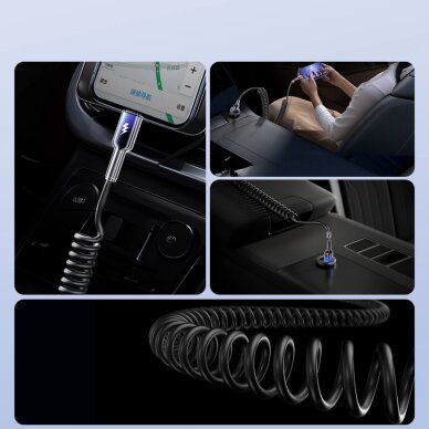 Įkrovimo kabelis Joyroom S-A43 Crystal-Clear Series 3A USB-A – USB-C spiralinis 1.5 m – juodas 5